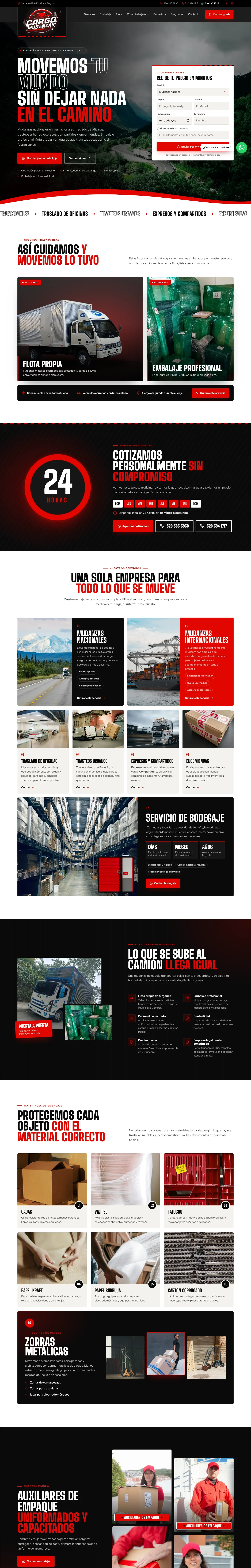 Página completa de Cargo Mudanzas en computador