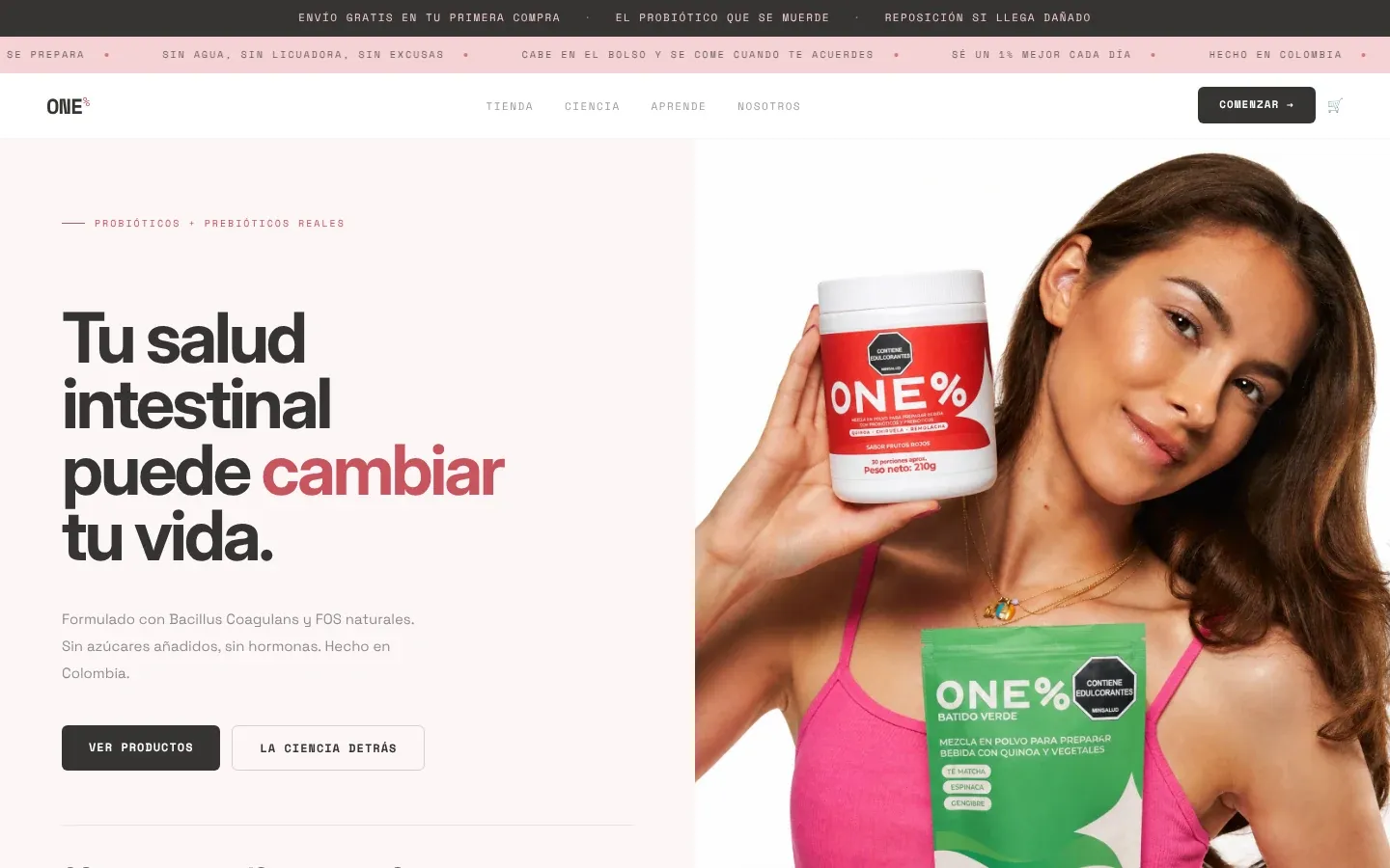 Página web de One Porcent en computador