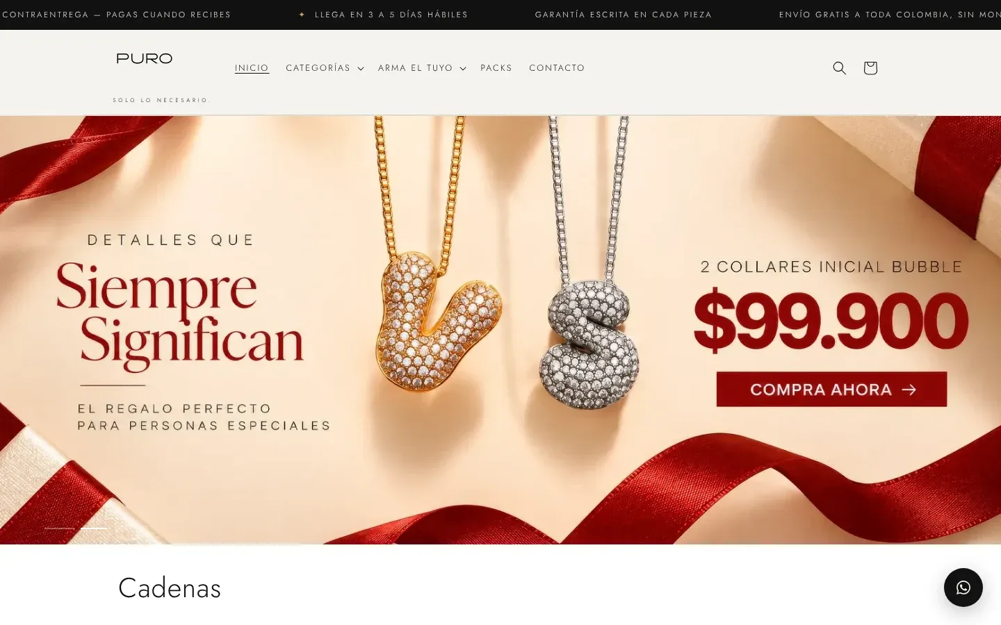 Página web de Joyería Puro en computador