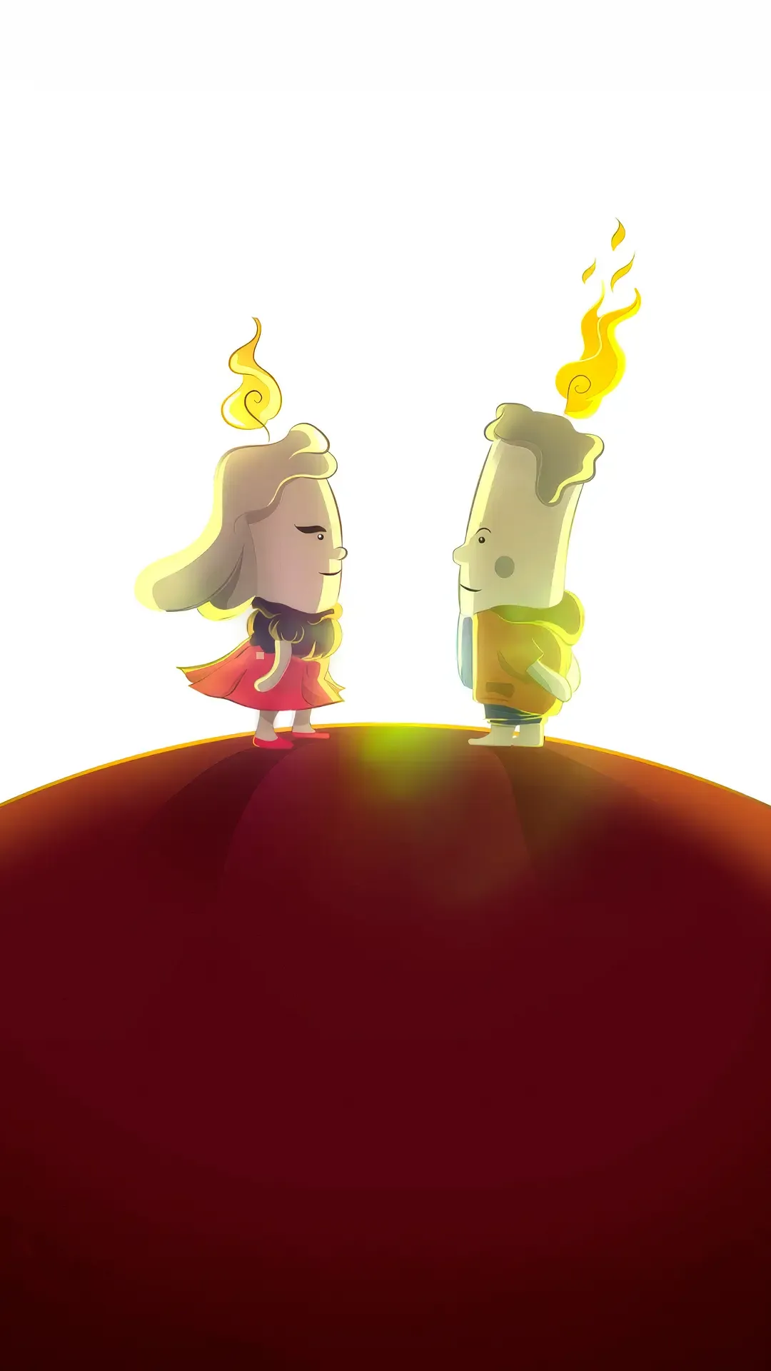 Ilustración de dos velas sobre un planeta
