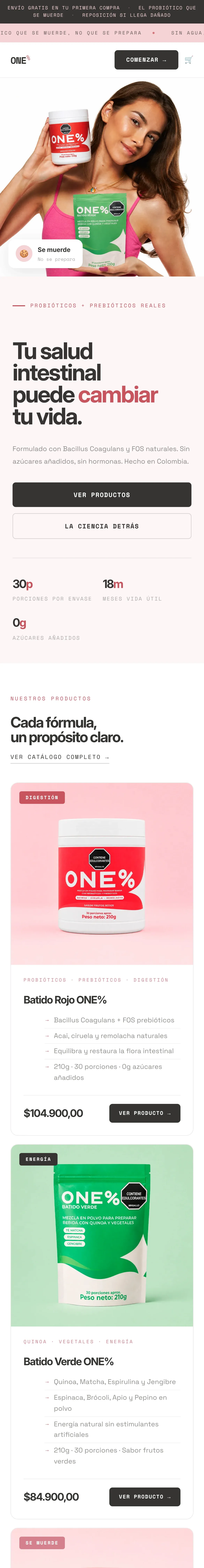Página completa de One Porcent en celular
