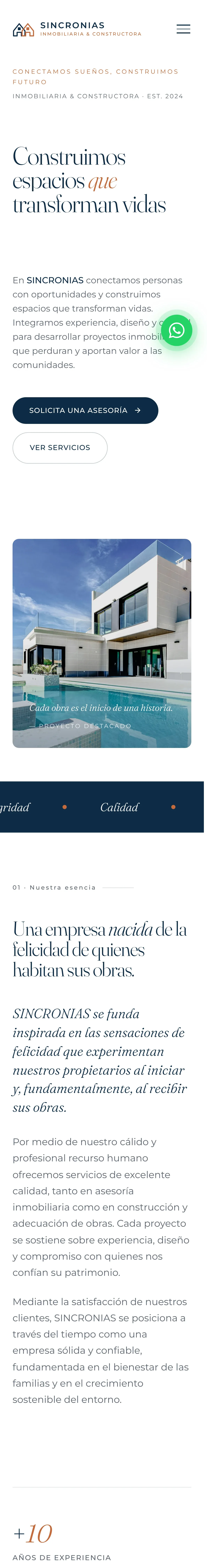 Página completa de Sincronías en celular