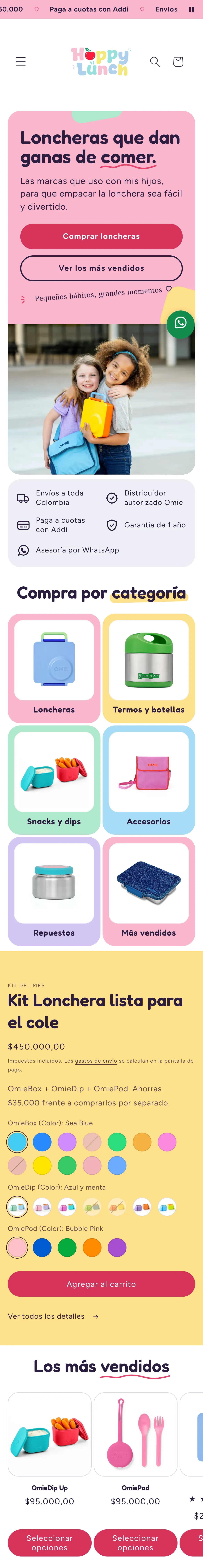 Página completa de Happy Lunch en celular